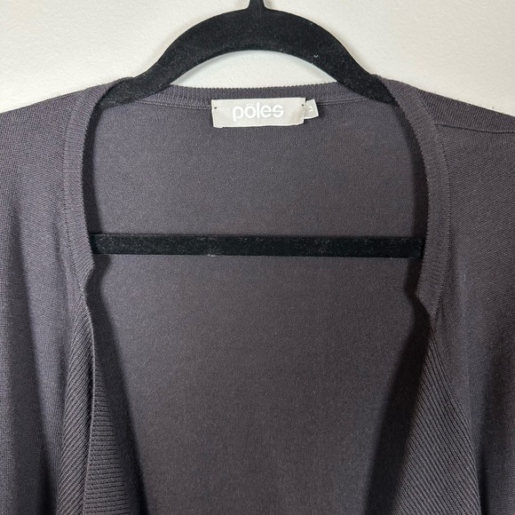 Poles Medium 100% Merino Wool‎ Black Open Drape Cardigan Sweater - Picture 3 of 4